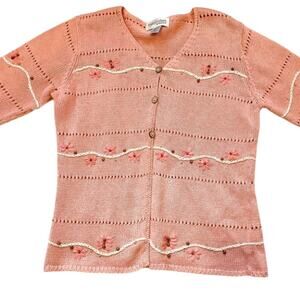 Real Comfort Vintage Bead Wooden Butterfly Cute Kawaii Unique Size Small Sweater